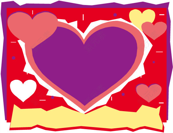 卡通紫色爱心装饰图案矢量