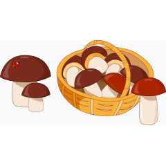 矢量篮子里的蘑菇