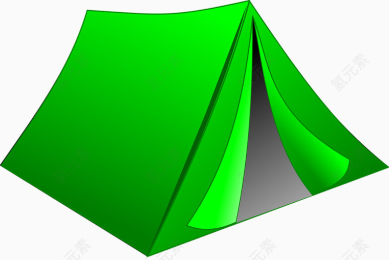 手绘绿色帐篷