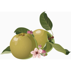 绿色梨子花朵装饰图案