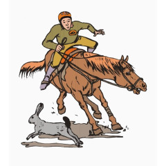 卡通骑马男人