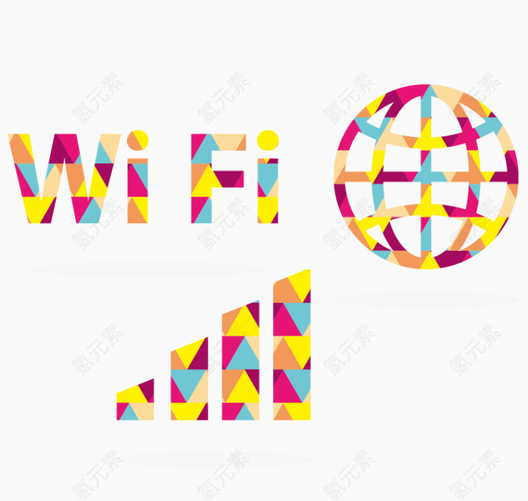 矢量彩色wifi符号