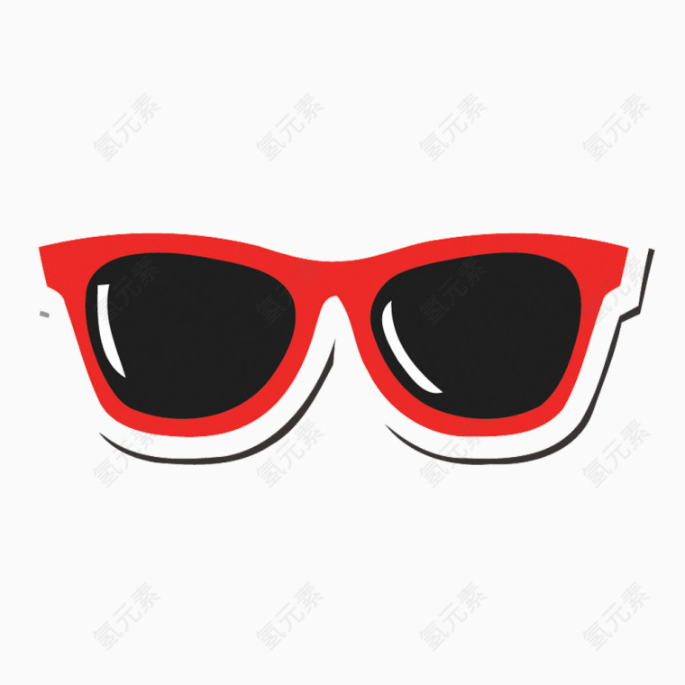 矢量红框眼镜素材
