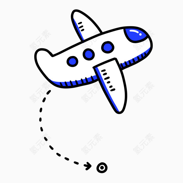 蓝色卡通飞机装饰图案