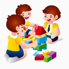 孩子在玩积木