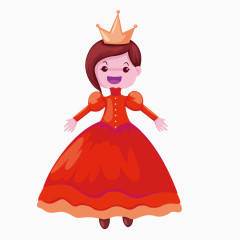 矢量卡通红色长裙公主