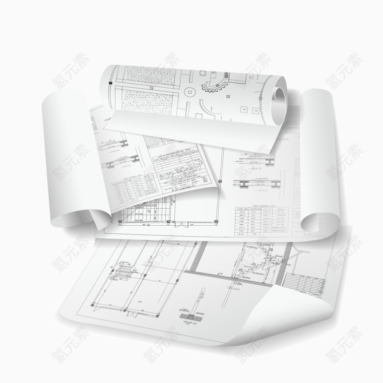 白色纸卷工程图纸