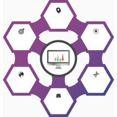 矢量紫色六边形信息