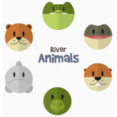 矢量河流动物插图