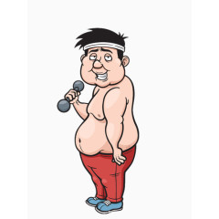 卡通的练肌肉的肥肉男
