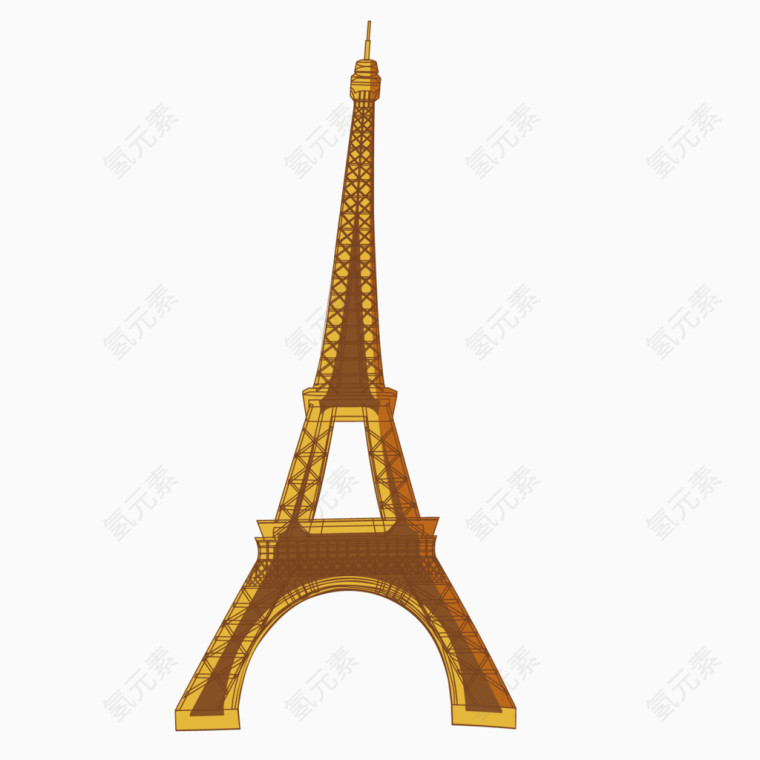 矢量金色法国埃菲尔铁塔