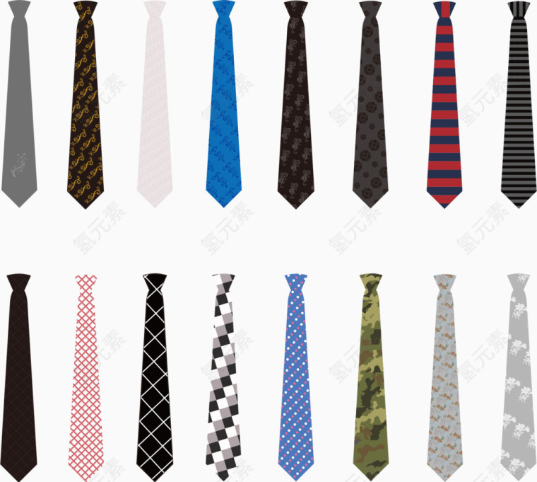 各式各样的彩色领带