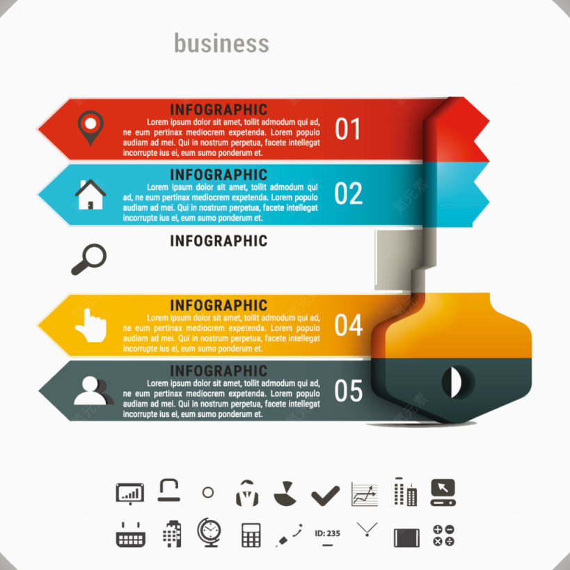 唯美商务信息图表设计下载