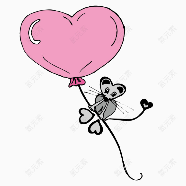 卡通粉色气球老鼠矢量