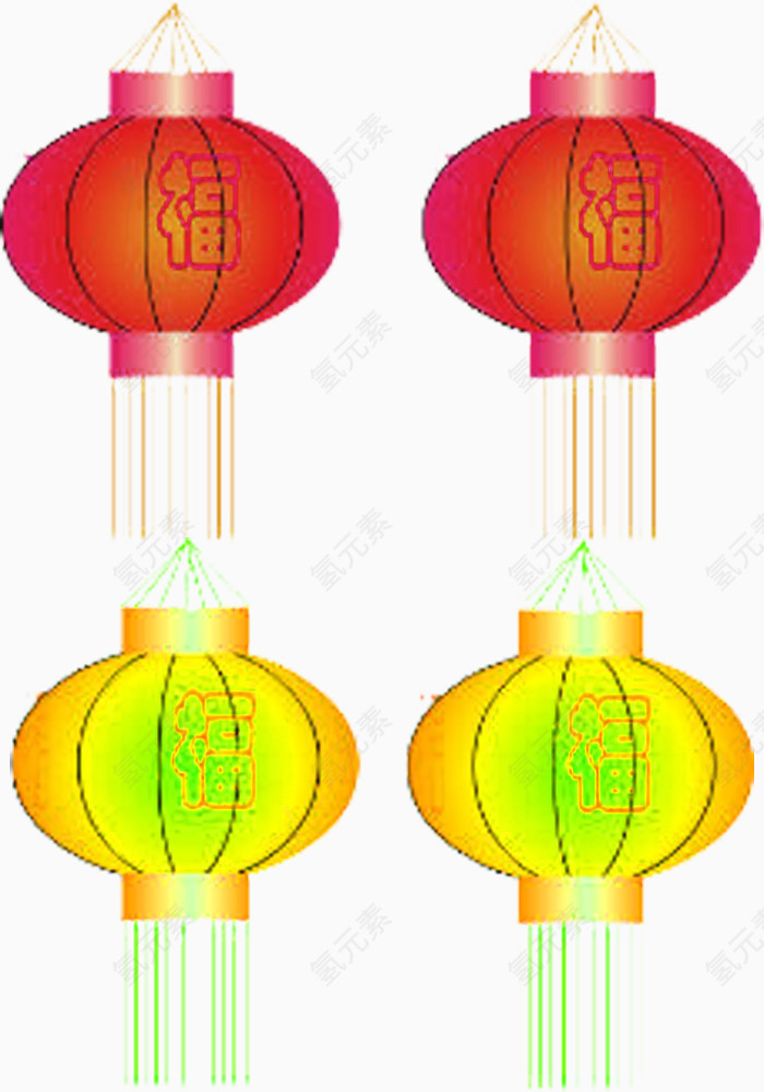 印着福字的春节灯笼