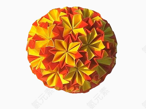 黄色花球折纸