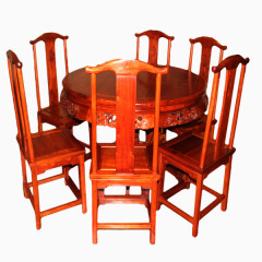 木雕圆桌椅