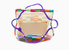 彩色格子的可折叠的购物袋