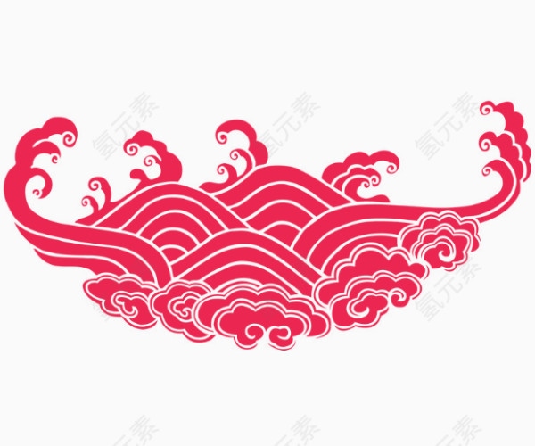 扁平红色波浪水花