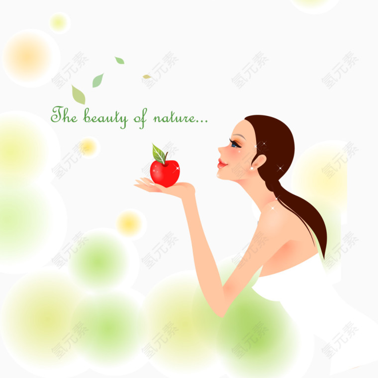 女生拿着苹果