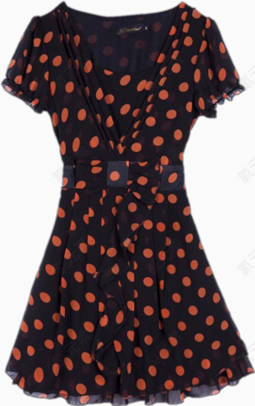 黑色橘色连衣裙