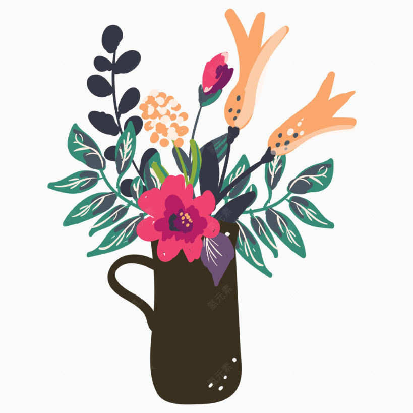 黑色花瓶植物装饰下载
