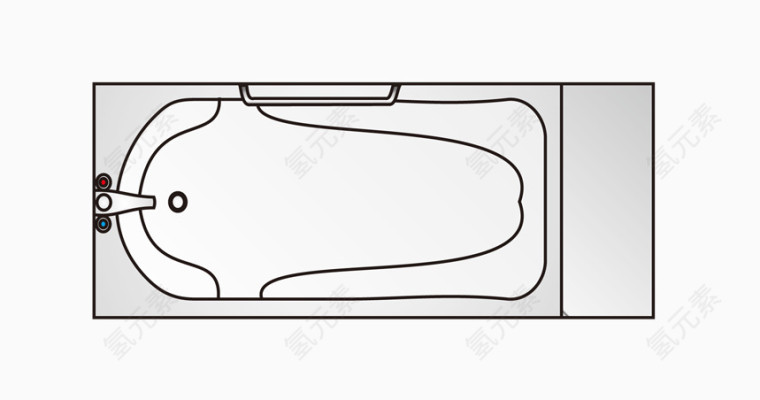 户型图彩平图线描洁具浴缸