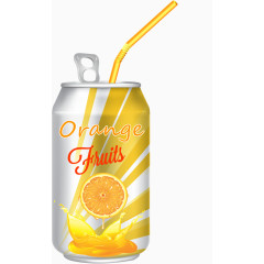 矢量拟真瓶子易拉罐饮料橙汁