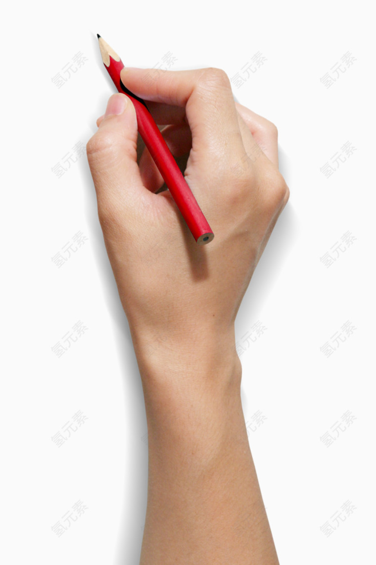 握着铅笔写字的手