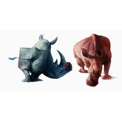 两只犀牛免抠素材图片