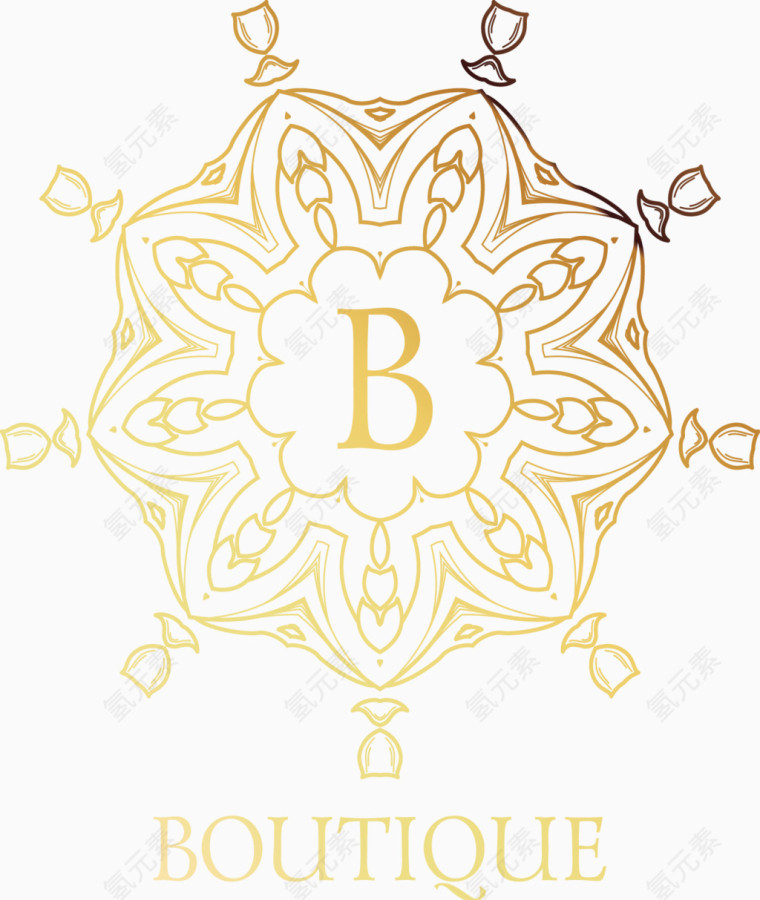 金色字母B花纹