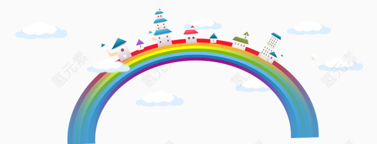 彩虹房子插图矢量图