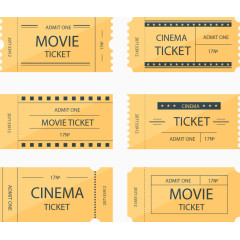 矢量手绘6个电影票电影券
