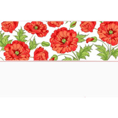 彩绘红花上边框