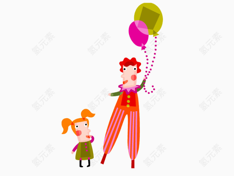 小丑气球卡通矢量素材