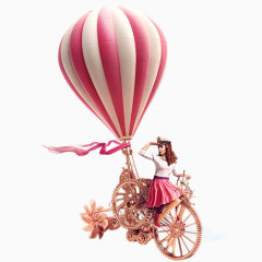 骑自行车的气球女人