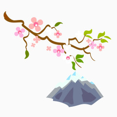 日本元素樱花富士山