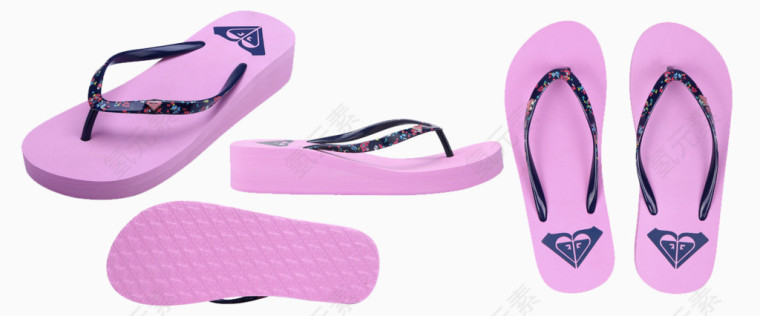 Roxy Roxy 心形图案Logo粉色鞋面坡跟设计EVA微孔轻塑材质防滑女士休闲人字拖 61-2413-MEN-3