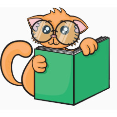 卡通猫看书