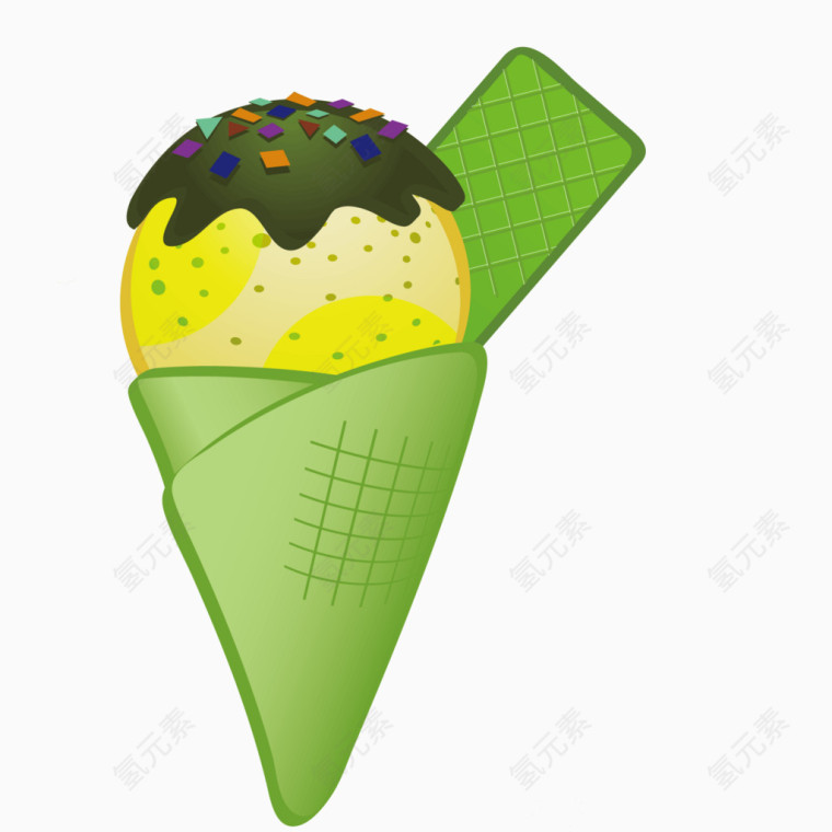 矢量绿色水果奶酪冰淇淋