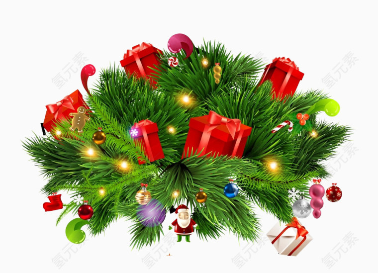 绿色圣诞礼物树素材