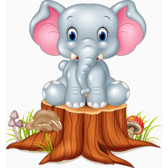 矢量树桩上的大象