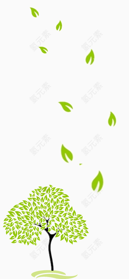 手绘卡通绿色树叶素材