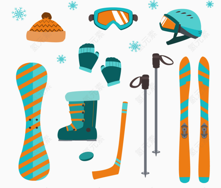 蓝色冬季滑雪装备