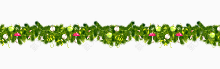 圣诞节绿色松枝装饰素材