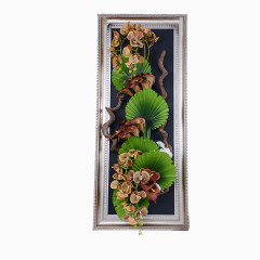 墙上立体花框植物挂饰时尚实木绢布花艺家居装饰艺术客厅挂件