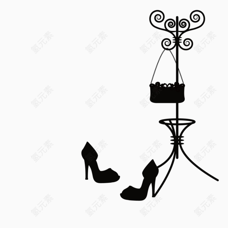 女性衣服架子和鞋子