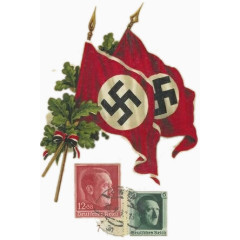 纳粹旗帜与希特勒照片
