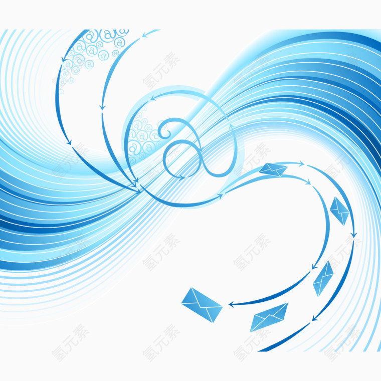 邮件流畅线条科技背景矢量图