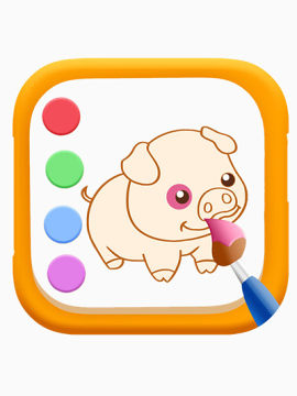 水彩笔描画的小猪